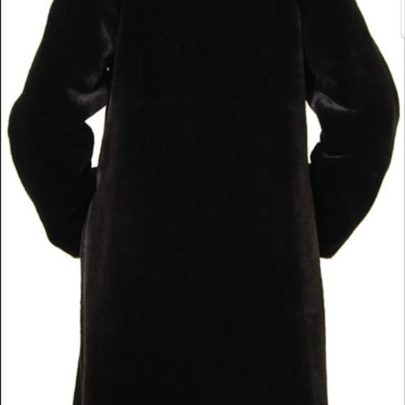 Nuage Full Length Black Faux Fur Sheared Beaver Hooded Coat : Size 1X / 18 - Picture 7 of 14